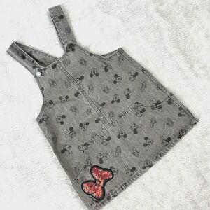 Disney Junior Minnie Jumper‎ 3T Denim Gray Red Sequin Bow Mickey Mouse